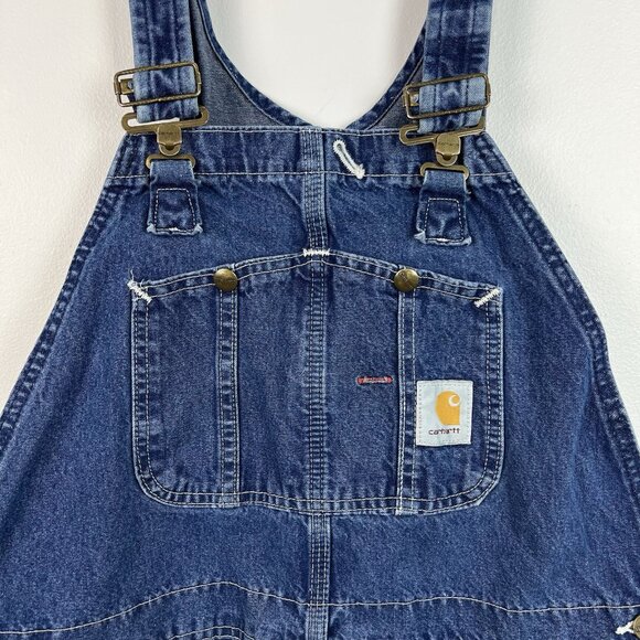 Vintage Carhartt Denim Overalls Men’s 40x32 R07 DST Jean Work Farmer Utility Bib - Picture 2 of 13